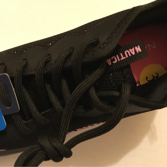 NWT.  Nautica Black Sneakers with Pink Highlights - Picture 5 of 6